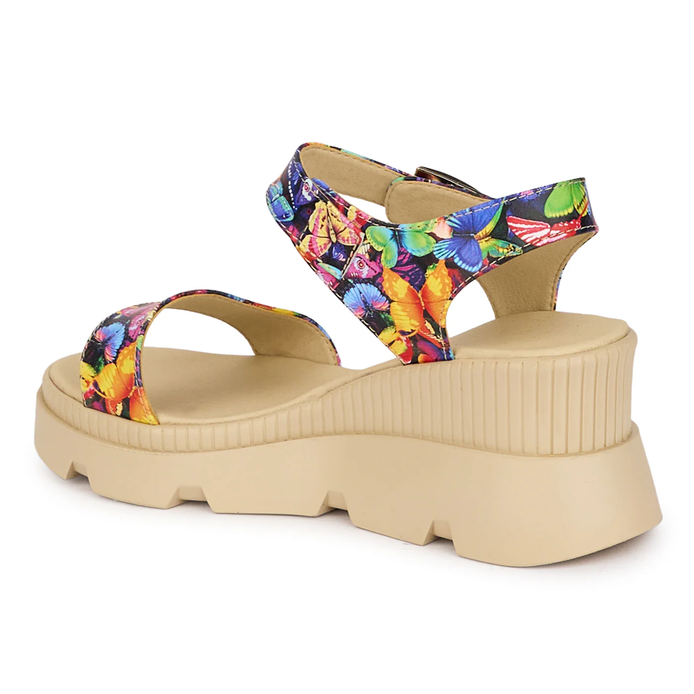 Sandale dama din piele naturala multicolora cu platforma 7 cm 18526 - Image 2