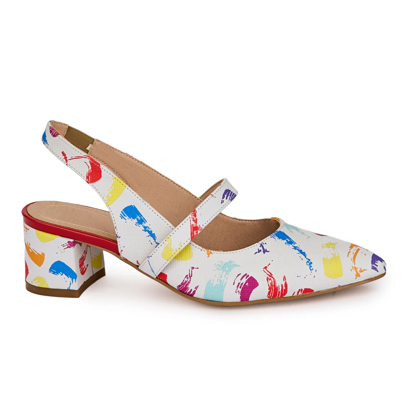 Sandale dama din piele naturala multicolora cu toc gros 4.5 cm 18642