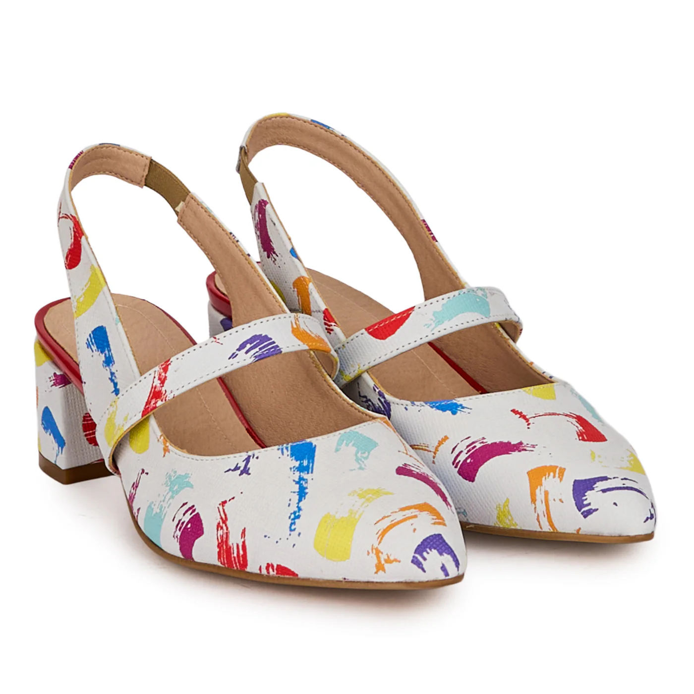 Sandale dama din piele naturala multicolora cu toc gros 4.5 cm 18642 - Image 4