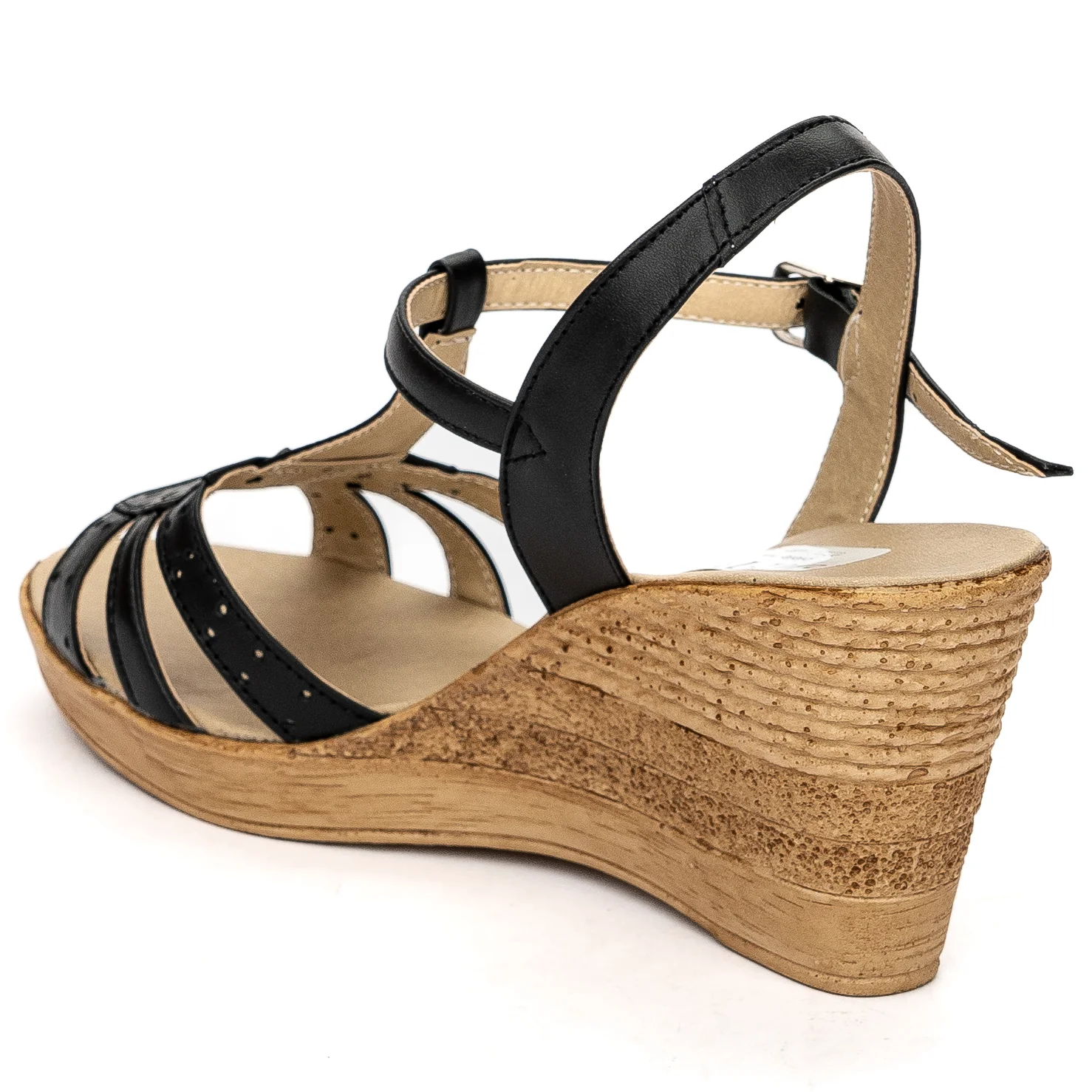 Sandale dama din piele naturala neagra 13700 - Image 2