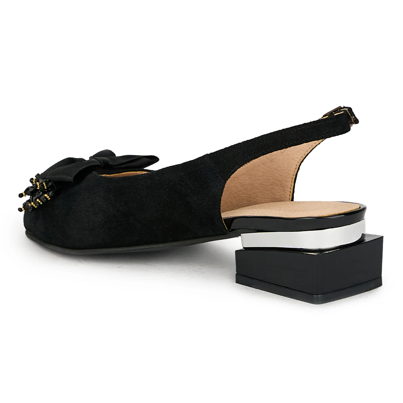 Sandale dama din piele naturala neagra cu accesoriu 17590 - Image 2
