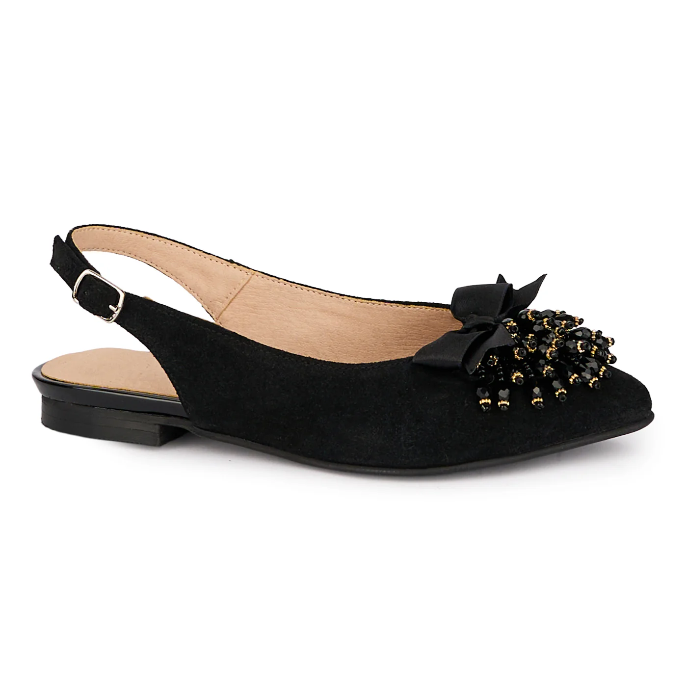 Sandale dama din piele naturala neagra cu accesoriu 18545