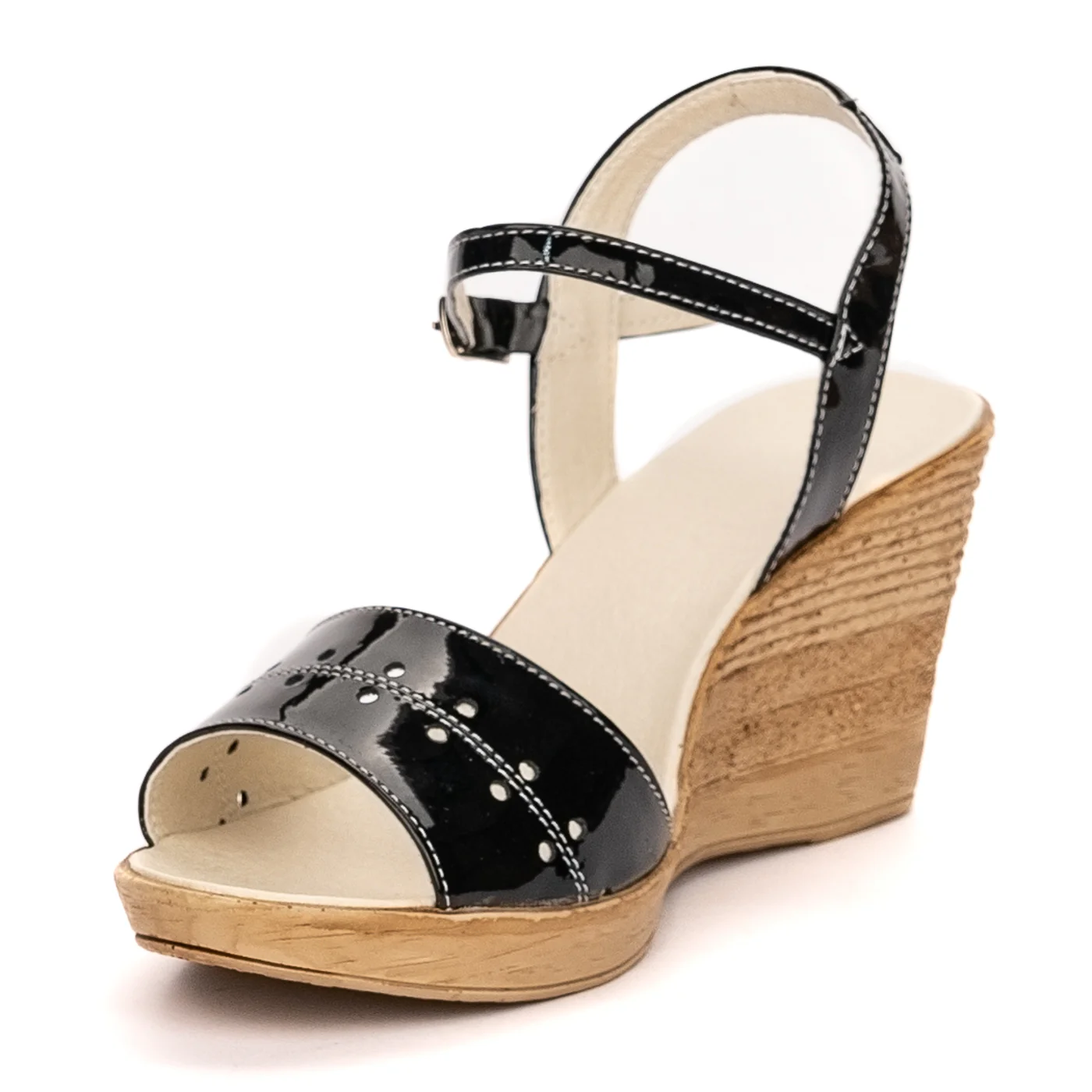 Sandale dama din piele naturala neagra cu platforma 13357 - Image 3