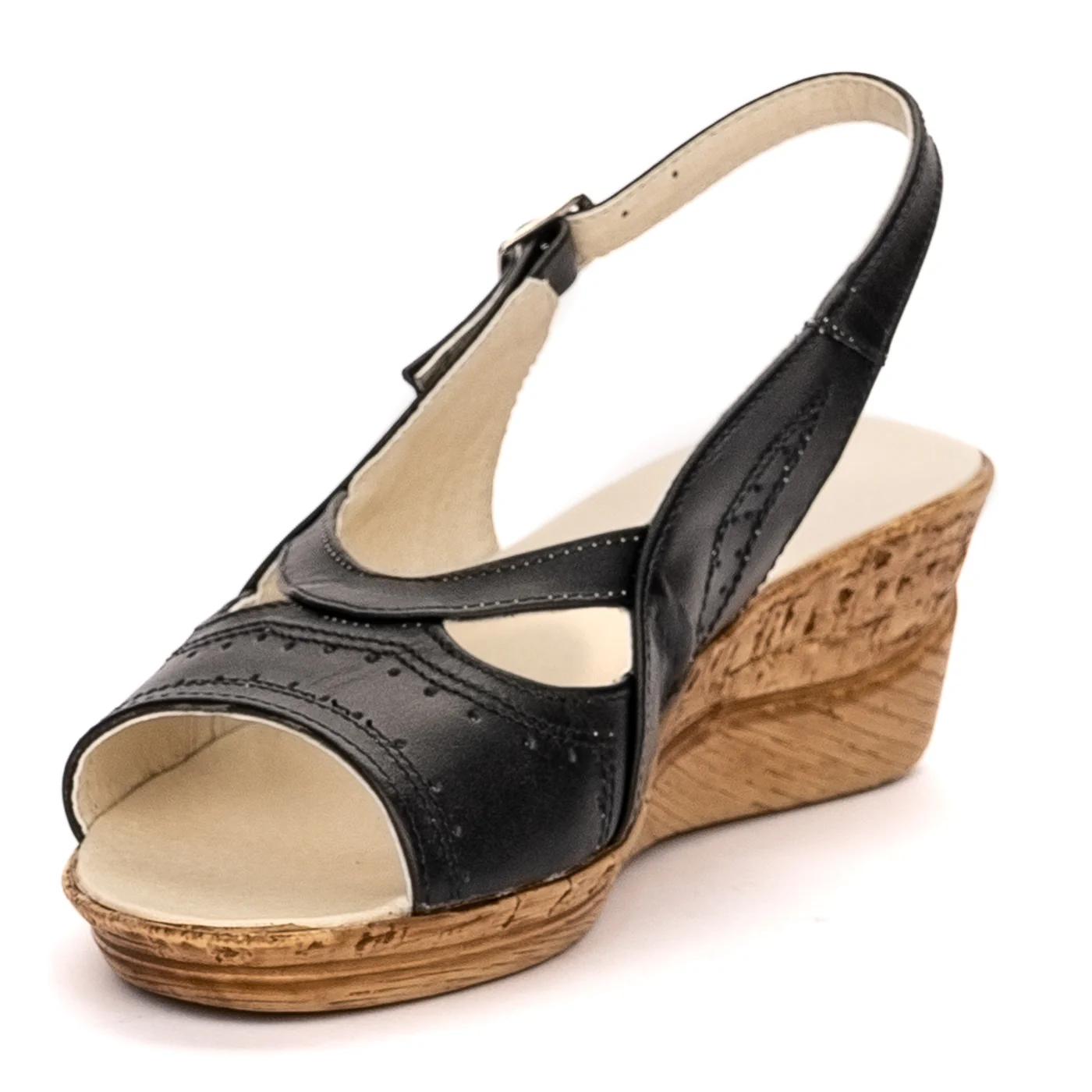 Sandale dama din piele naturala neagra cu platforma 13358 - Image 3