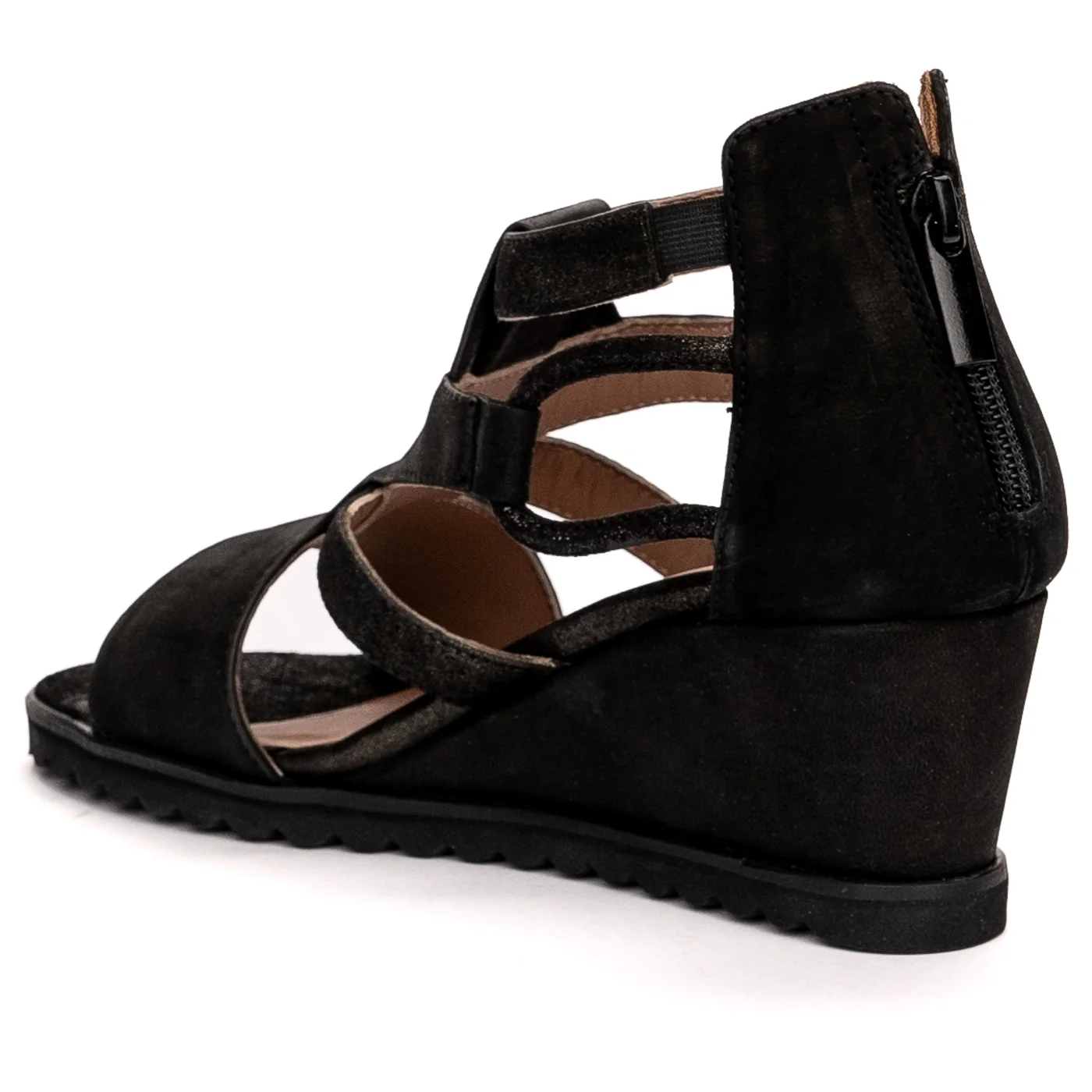 Sandale dama din piele naturala neagra cu platforma 13484 - Image 2