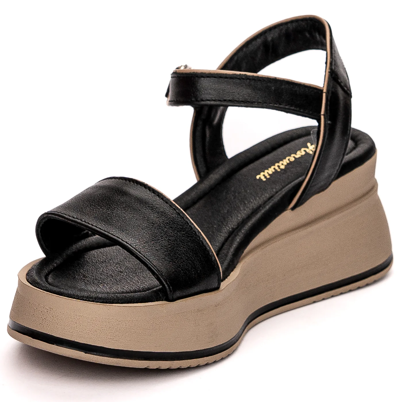 Sandale dama din piele naturala neagra cu platforma 13599 - Image 3