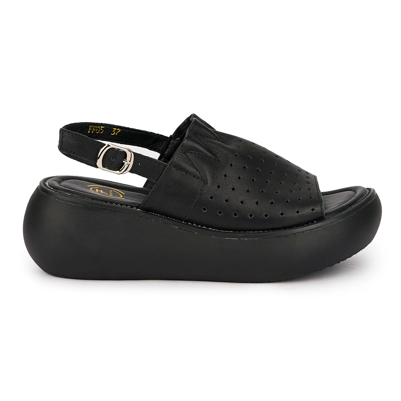 Sandale dama din piele naturala neagra cu platforma 15944