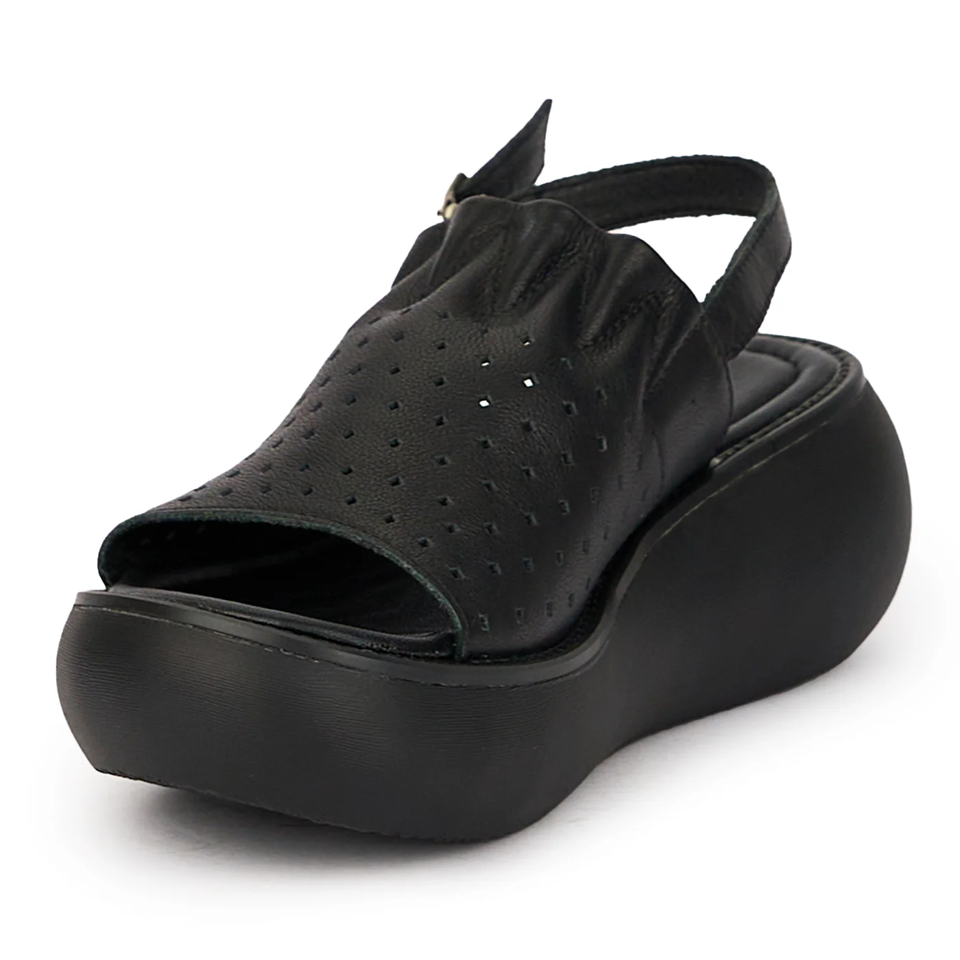 Sandale dama din piele naturala neagra cu platforma 15944 - Image 3