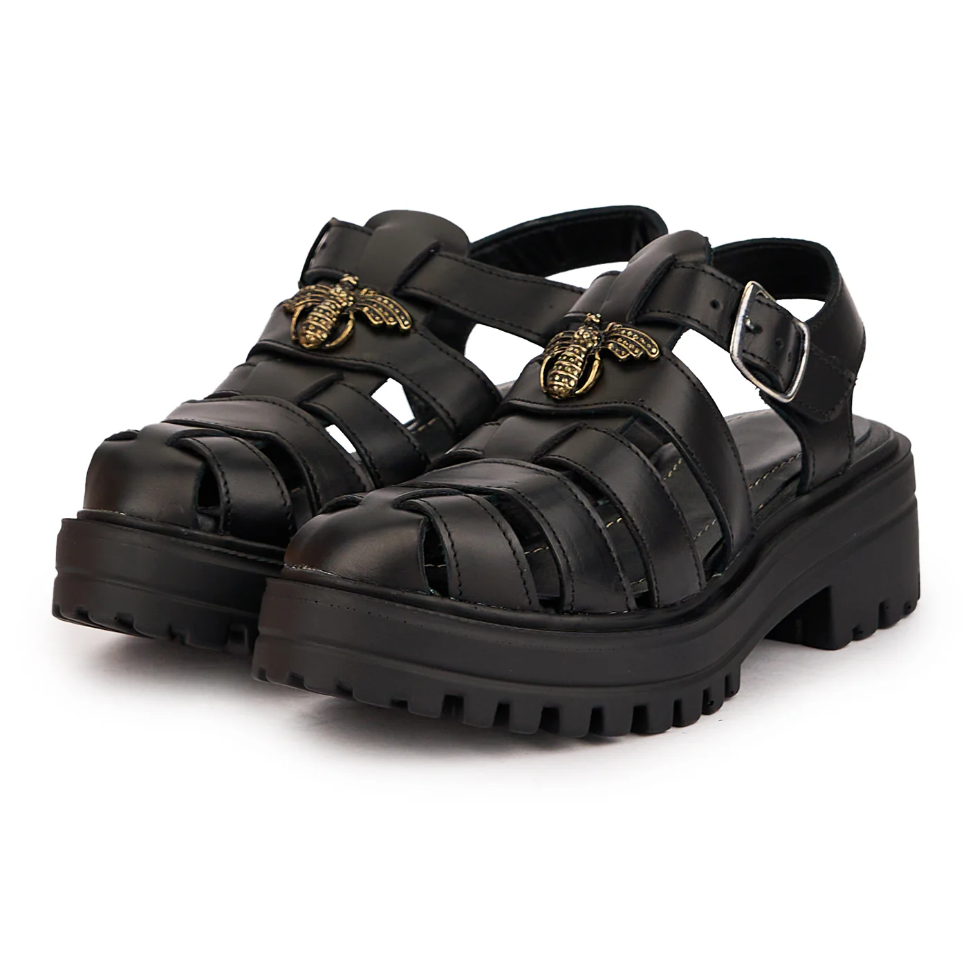 Sandale dama din piele naturala neagra cu platforma 16548 - Image 3