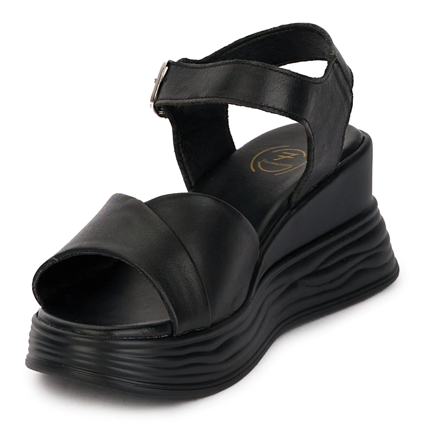 Sandale dama din piele naturala neagra cu platforma 18217 - Image 3