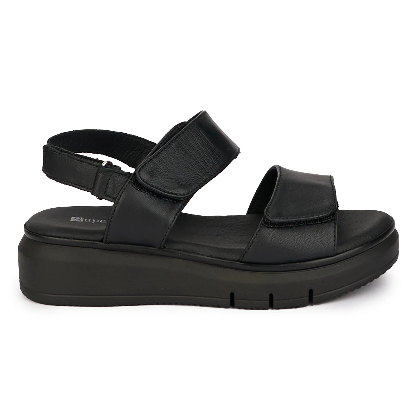 Sandale dama din piele naturala neagra cu platforma 18263