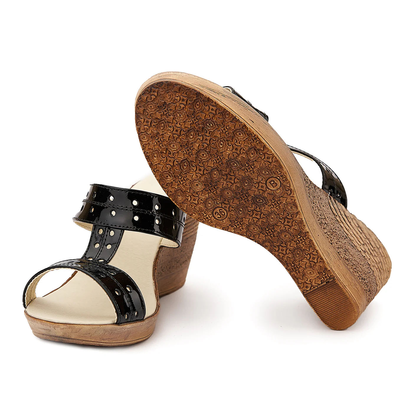 Sandale dama din piele neagra cu platforma 2065 - Image 3