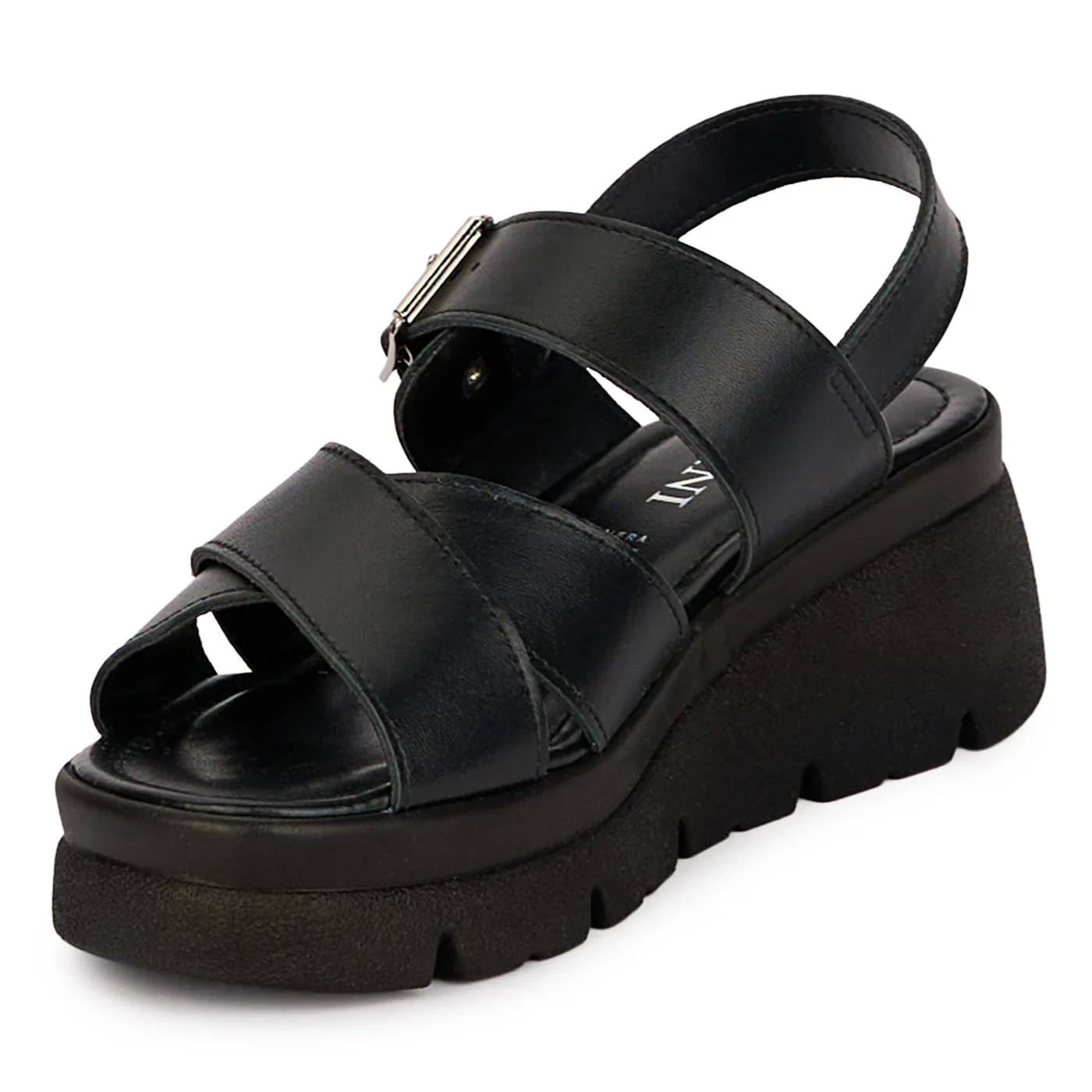 Sandale dama din piele naturala neagra cu platforma 5 cm 18574 - Image 3