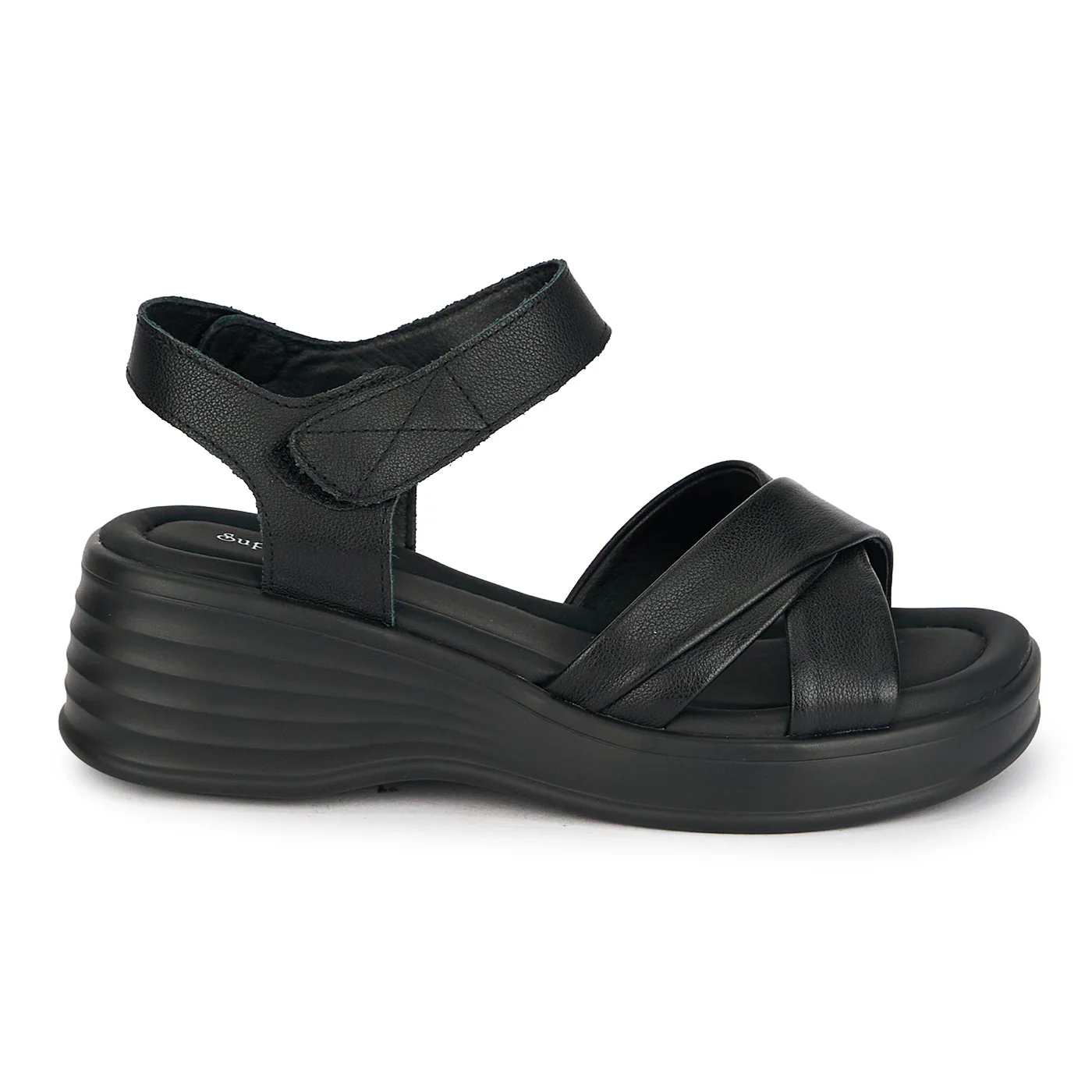 Sandale dama din piele naturala neagra cu platforma 5 cm 19766