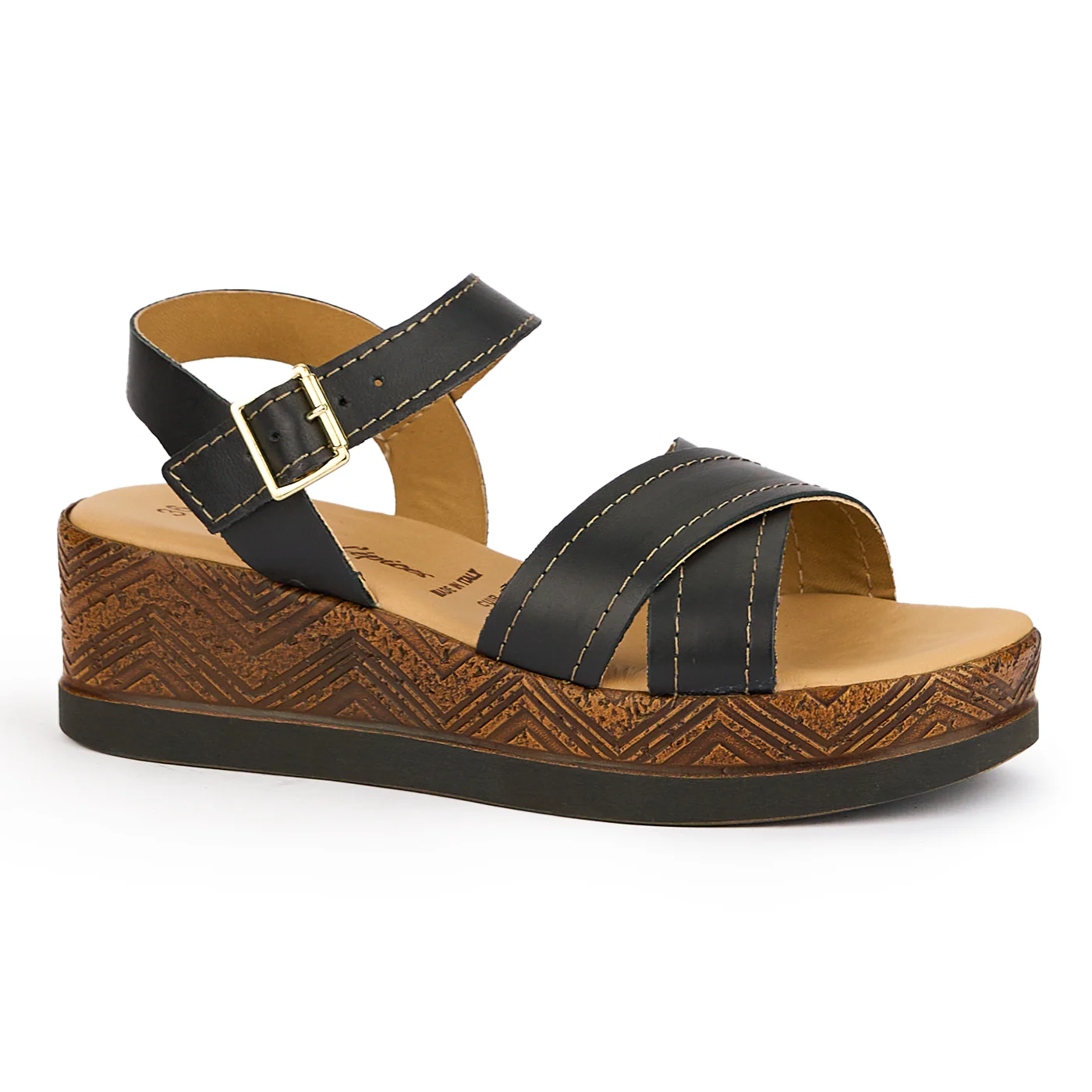 Sandale dama din piele naturala neagra cu platforma 6 cm 16118 - Image 2