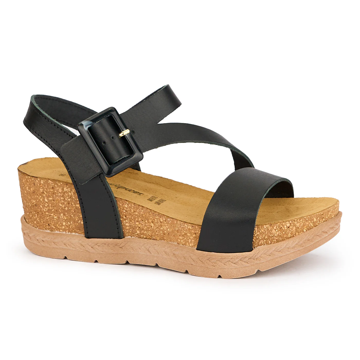 Sandale dama din piele naturala neagra cu platforma 6 cm 16120
