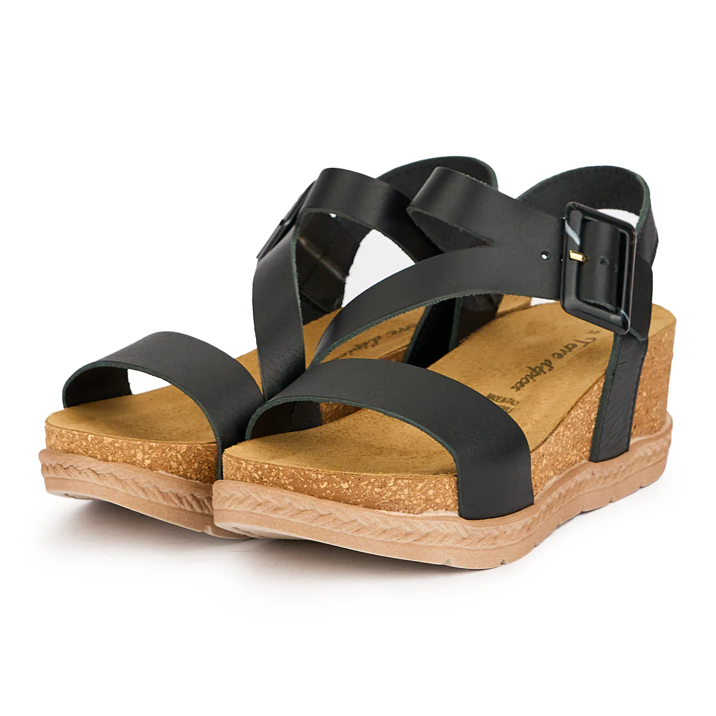 Sandale dama din piele naturala neagra cu platforma 6 cm 16120 - Image 3