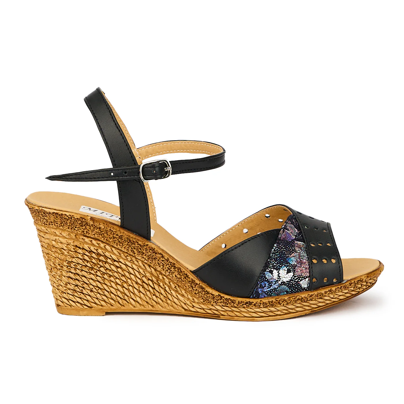Sandale dama din piele naturala neagra cu platforma 8 cm 15828