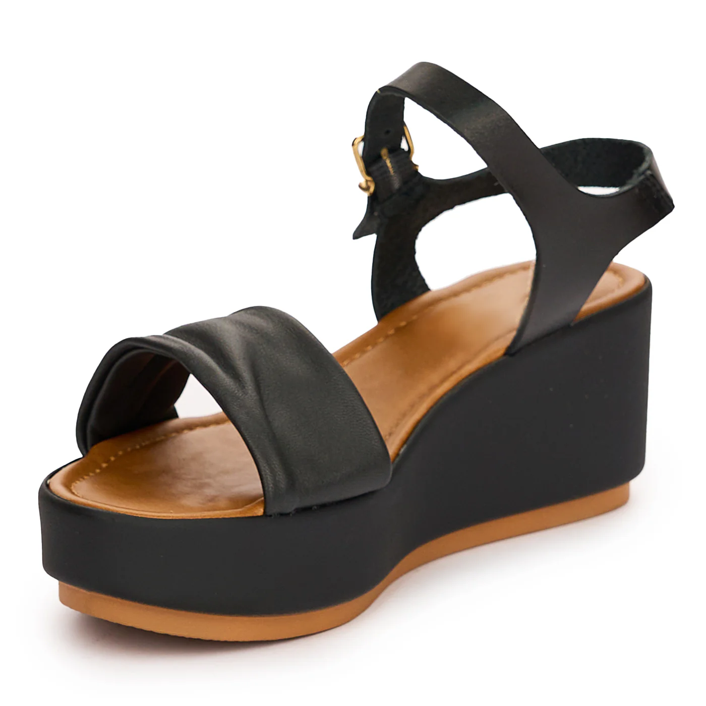 Sandale dama din piele naturala neagra cu talpa inalta 13737 - Image 3