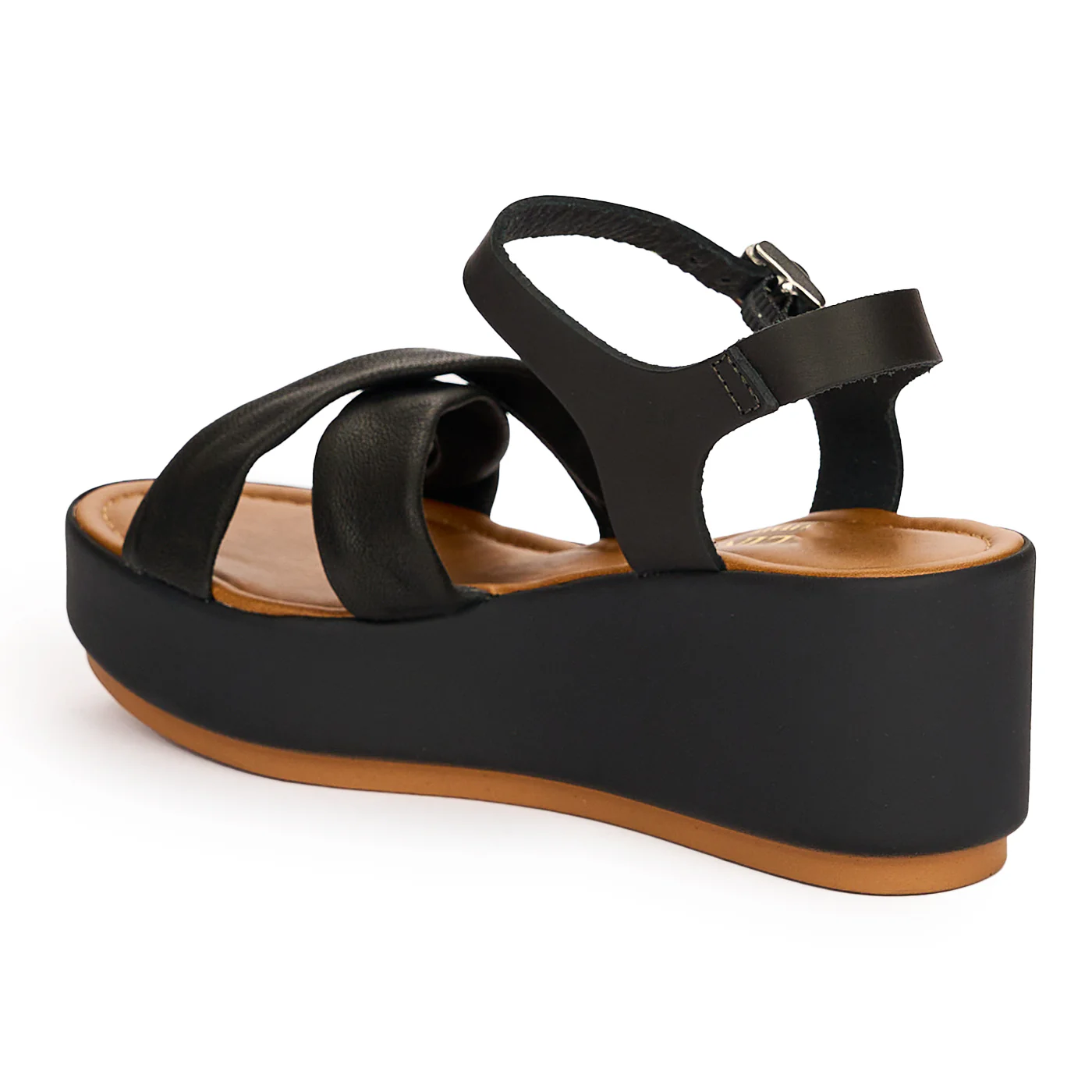 Sandale dama din piele naturala neagra cu talpa inalta 13740 - Image 6