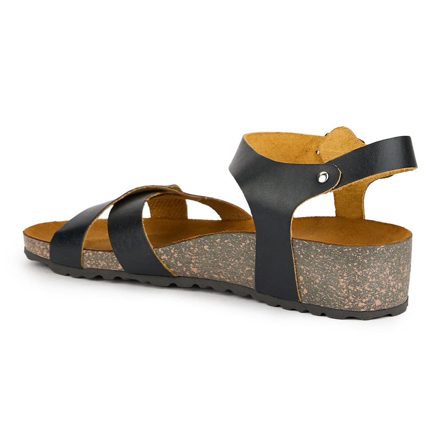 Sandale dama din piele naturala neagra cu talpa inalta 16213 - Image 2