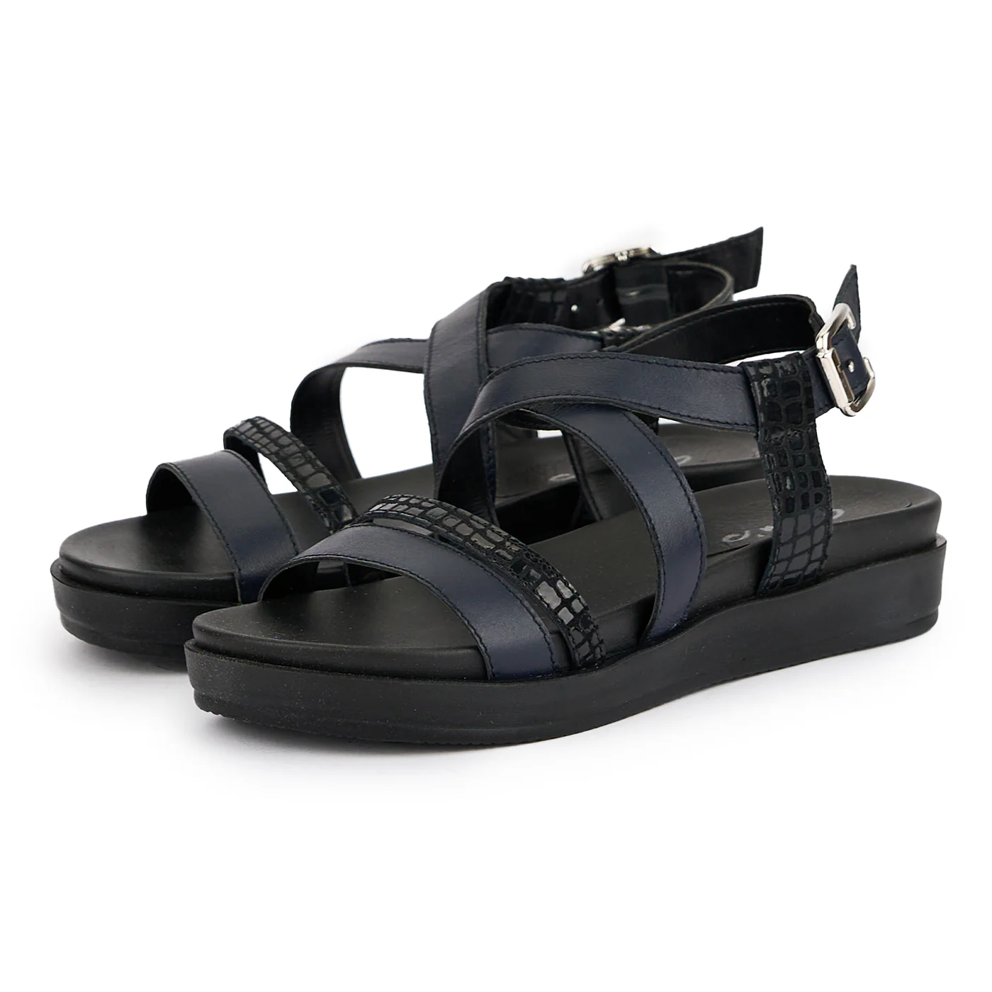 Sandale dama din piele naturala neagra cu talpa inalta 16214 - Image 3
