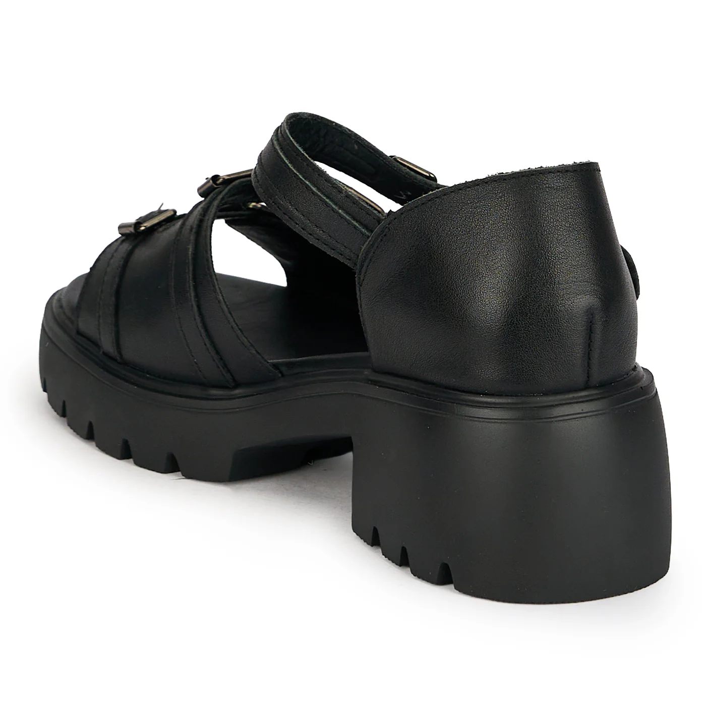 Sandale dama din piele naturala neagra cu talpa inalta 5 cm 19771 - Image 2