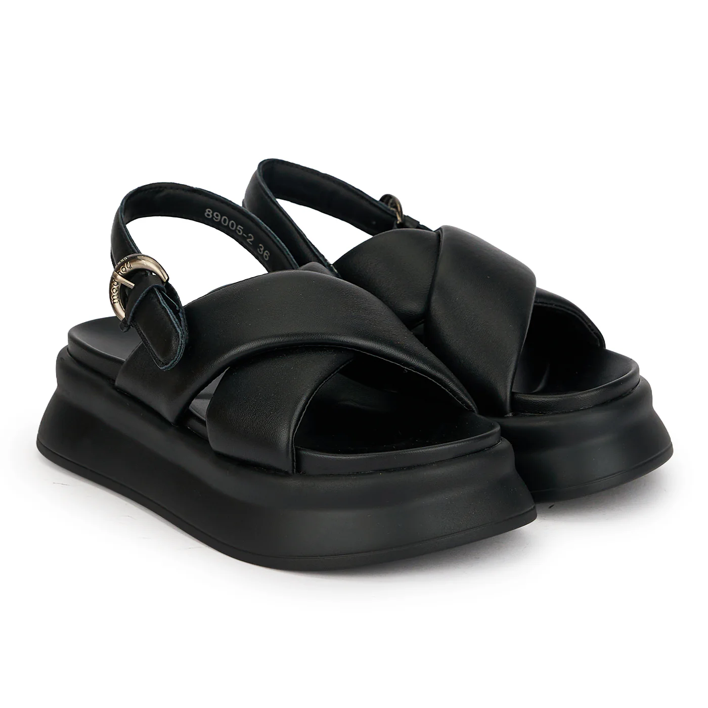 Sandale dama din piele naturala neagra cu talpa inalta 5 cm 19777 - Image 4