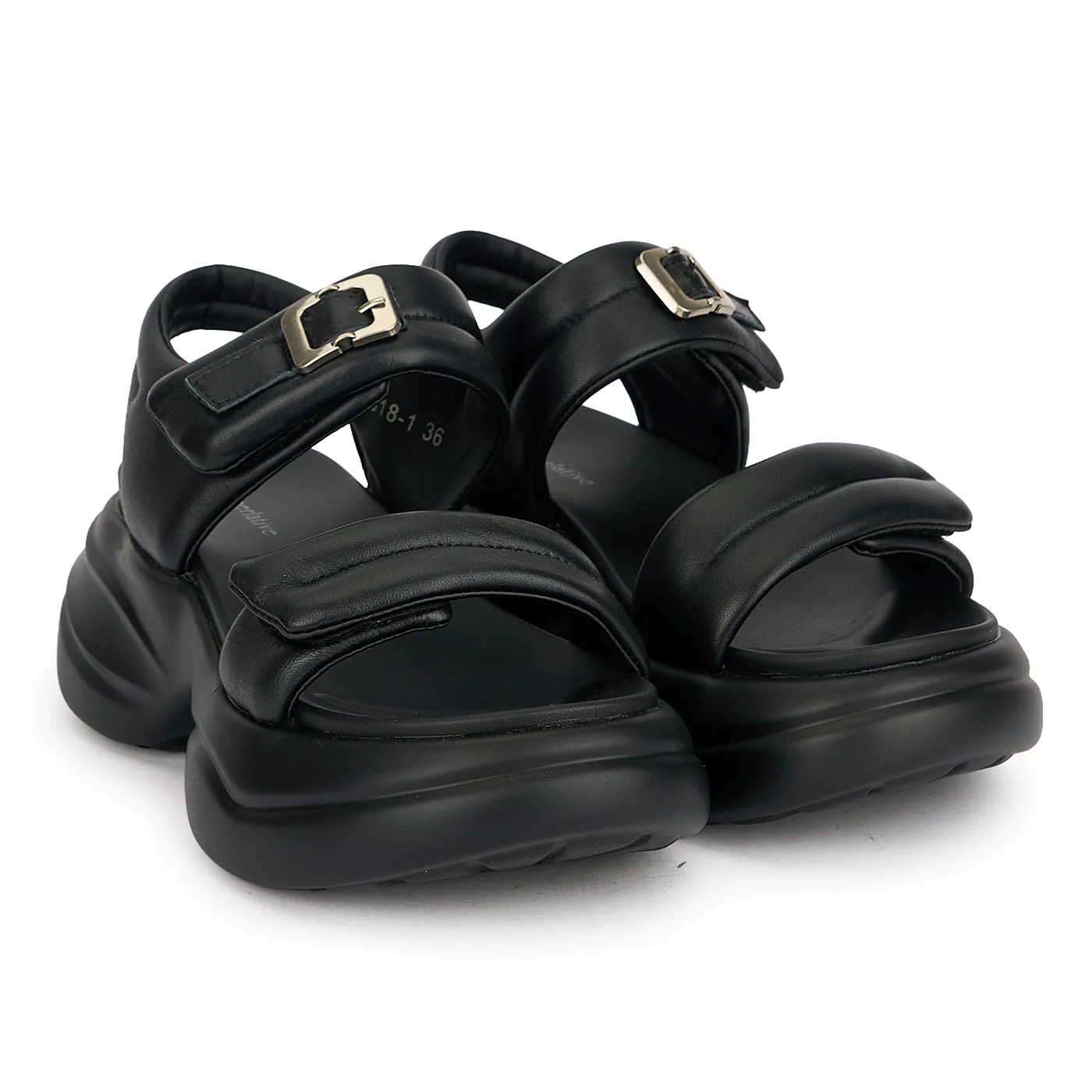 Sandale dama din piele naturala neagra cu talpa inalta 6 cm 19780 - Image 4