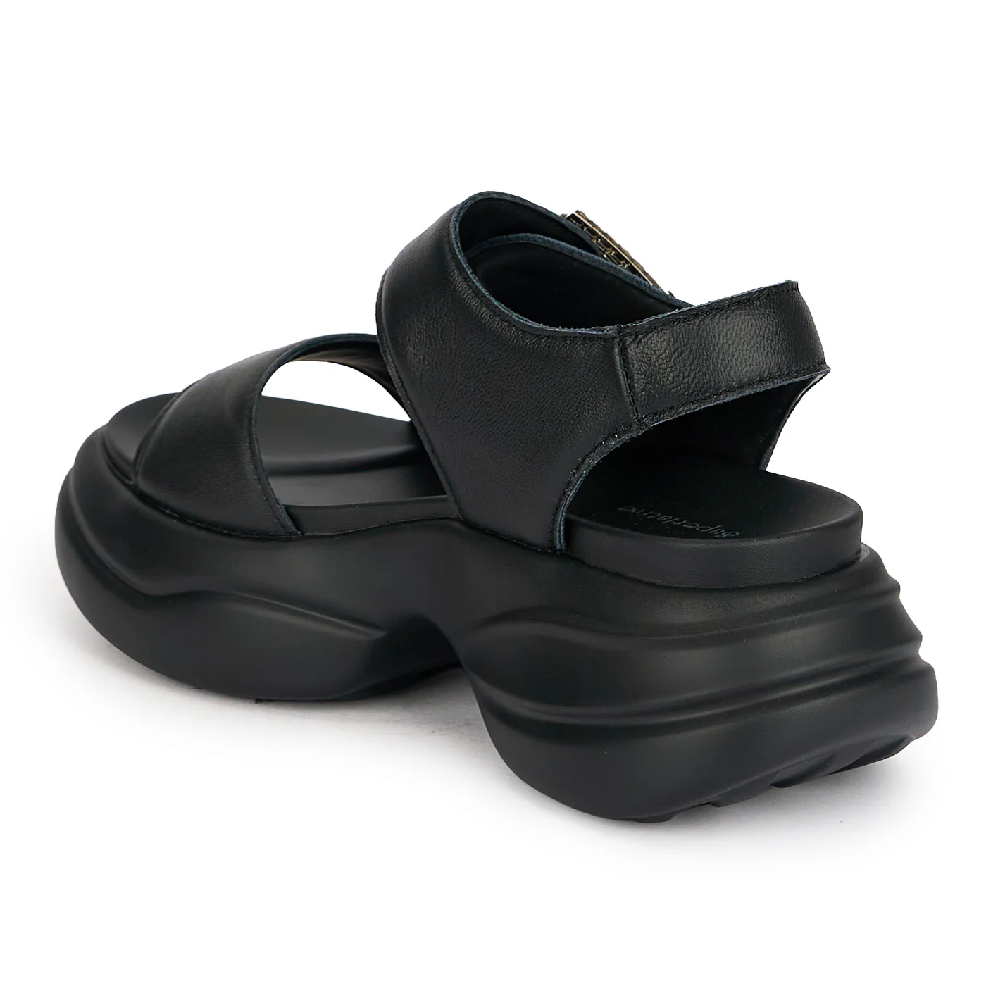 Sandale dama din piele naturala neagra cu talpa inalta 6 cm 19781 - Image 2