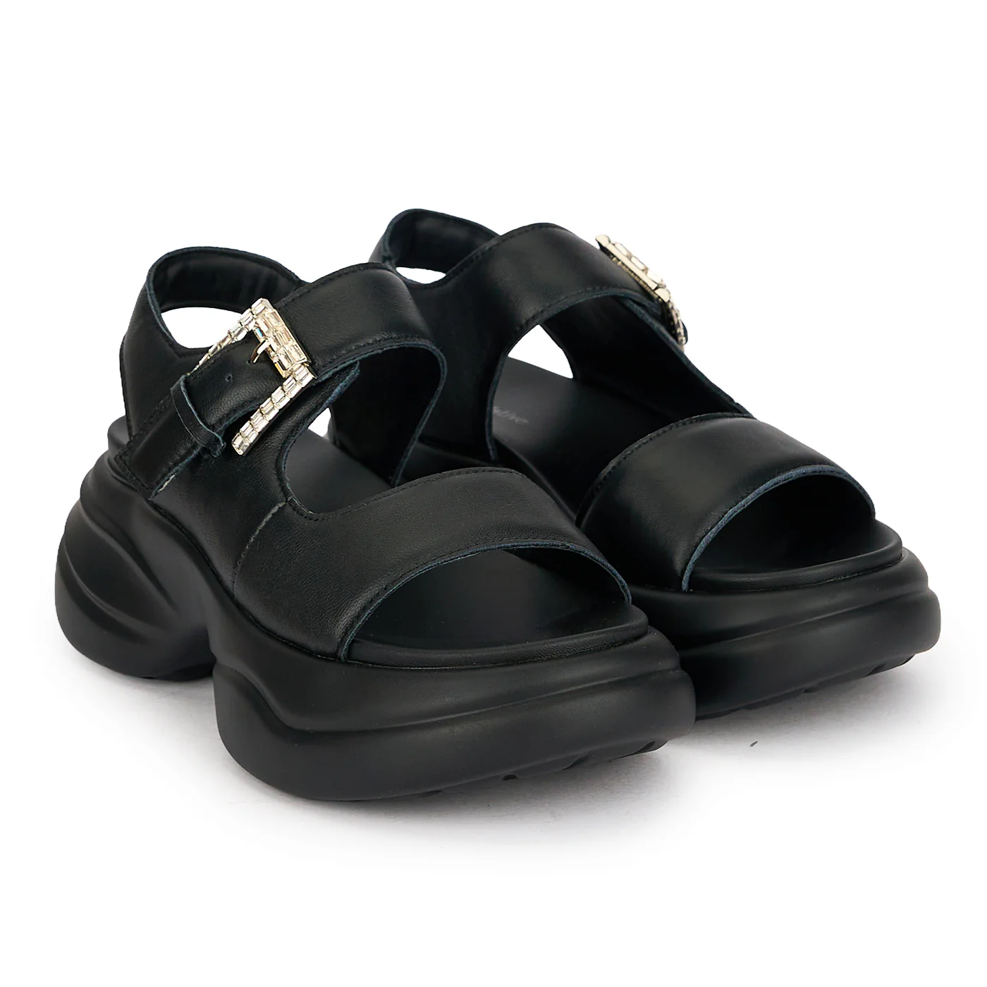 Sandale dama din piele naturala neagra cu talpa inalta 6 cm 19781 - Image 4