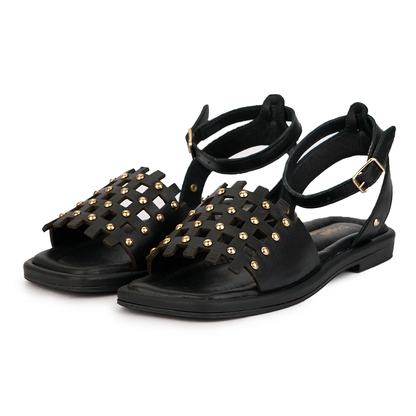 Sandale dama din piele naturala neagra cu talpa joasa 16095 - Image 3