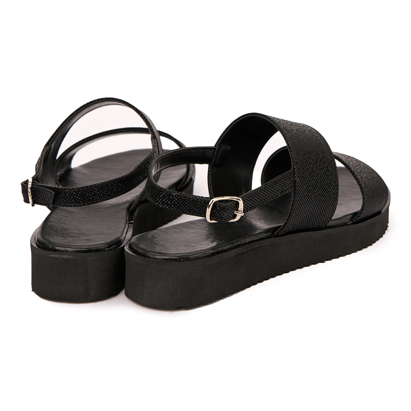 Sandale dama din piele naturala neagra cu talpa joasa 2517 - Image 2