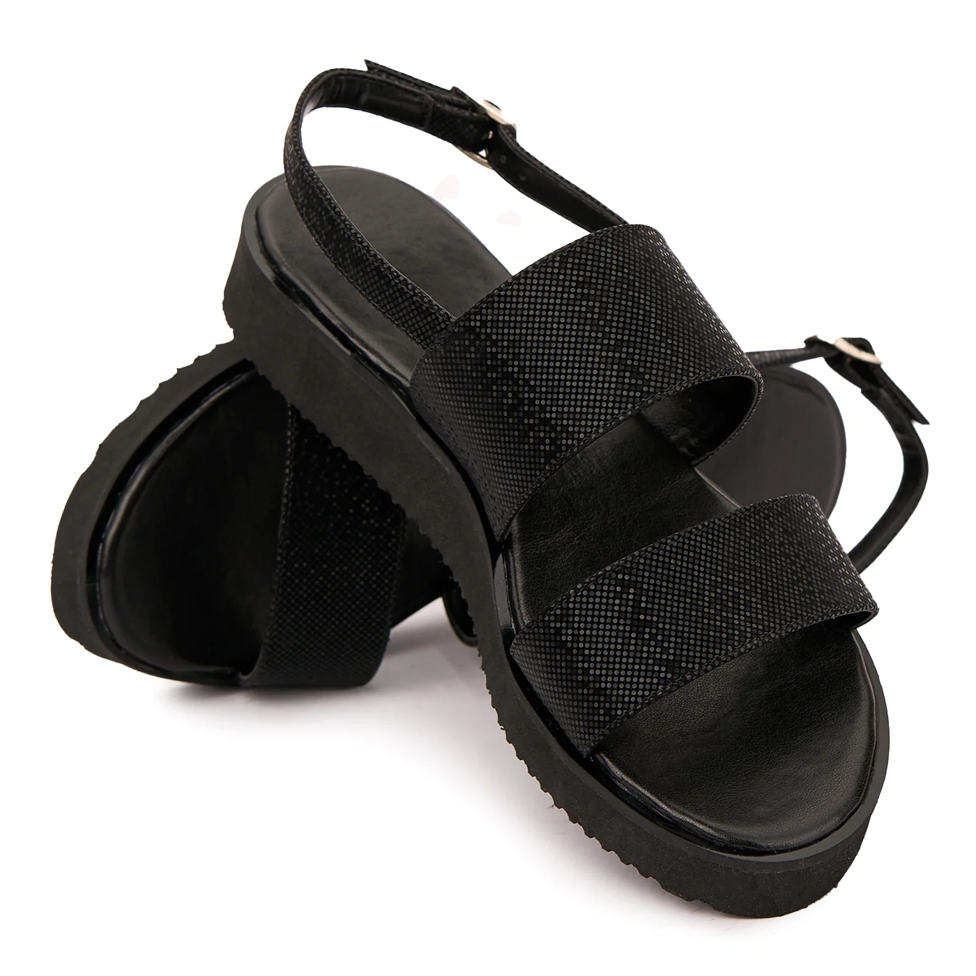 Sandale dama din piele naturala neagra cu talpa joasa 2517 - Image 4