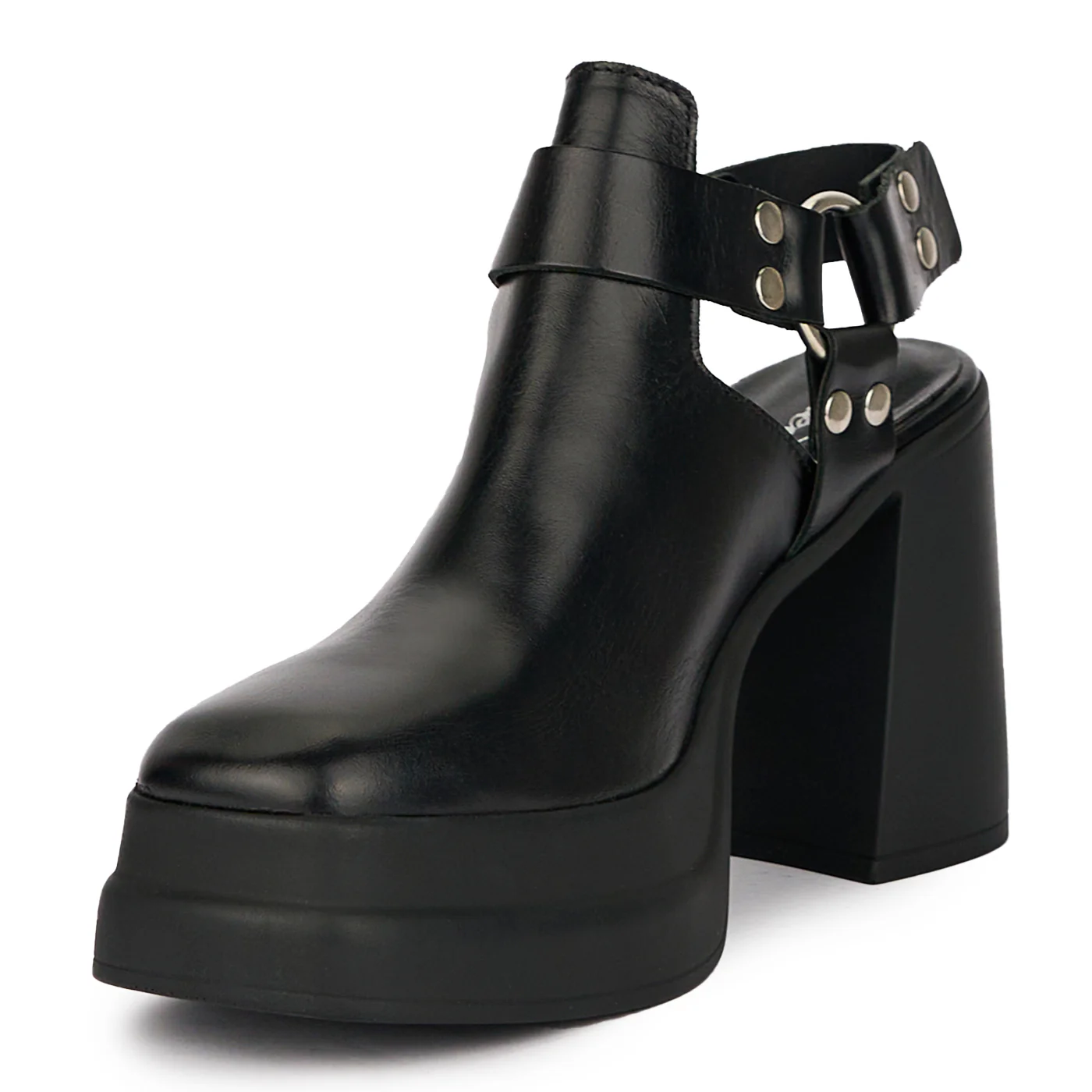 Sandale dama din piele naturala neagra cu toc gros 10 cm 15348 - Image 3