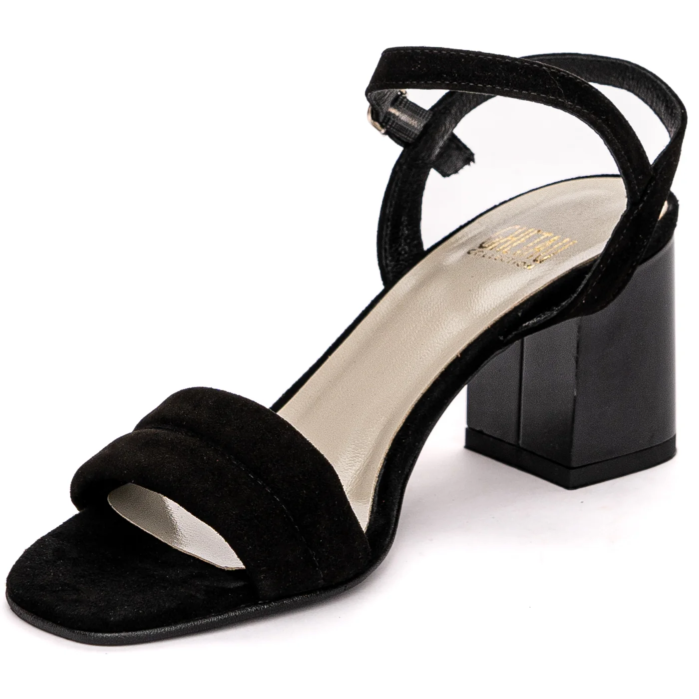 Sandale dama din piele naturala neagra cu toc gros 13614 - Image 3