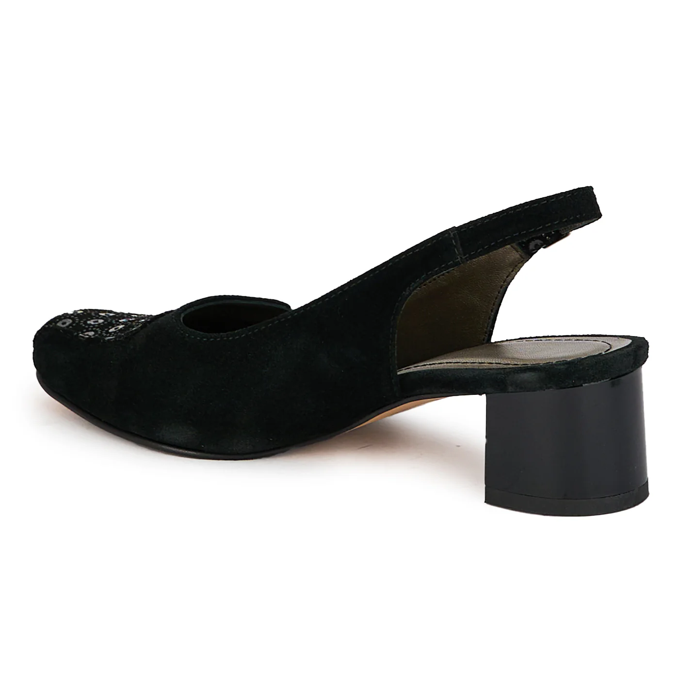 Sandale dama din piele naturala neagra cu toc gros 4.5 cm 18184 - Image 2