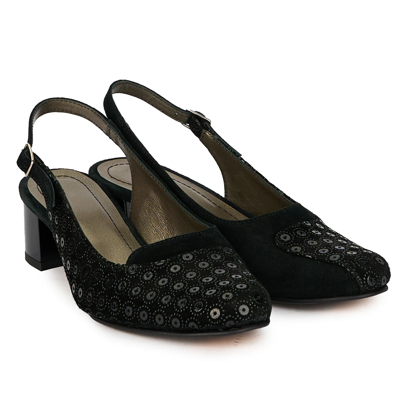 Sandale dama din piele naturala neagra cu toc gros 4.5 cm 18184 - Image 4