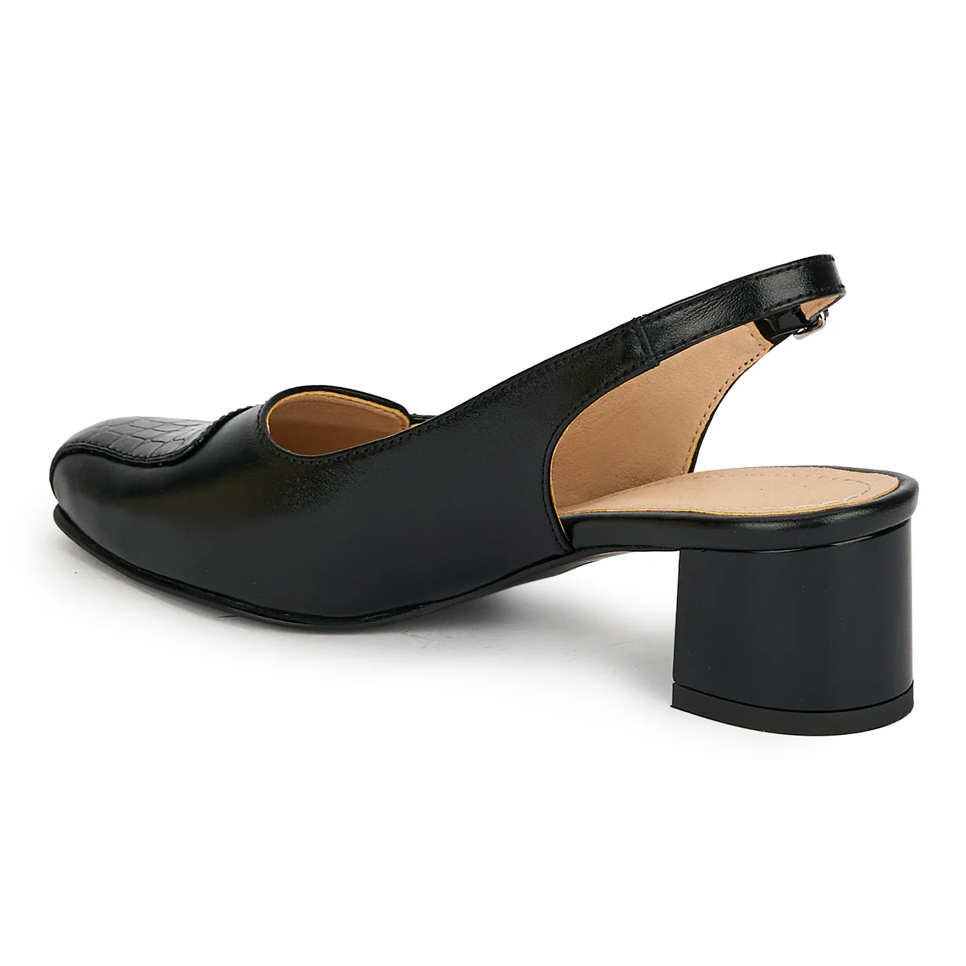 Sandale dama din piele naturala neagra cu toc gros 4.5 cm 19310 - Image 2