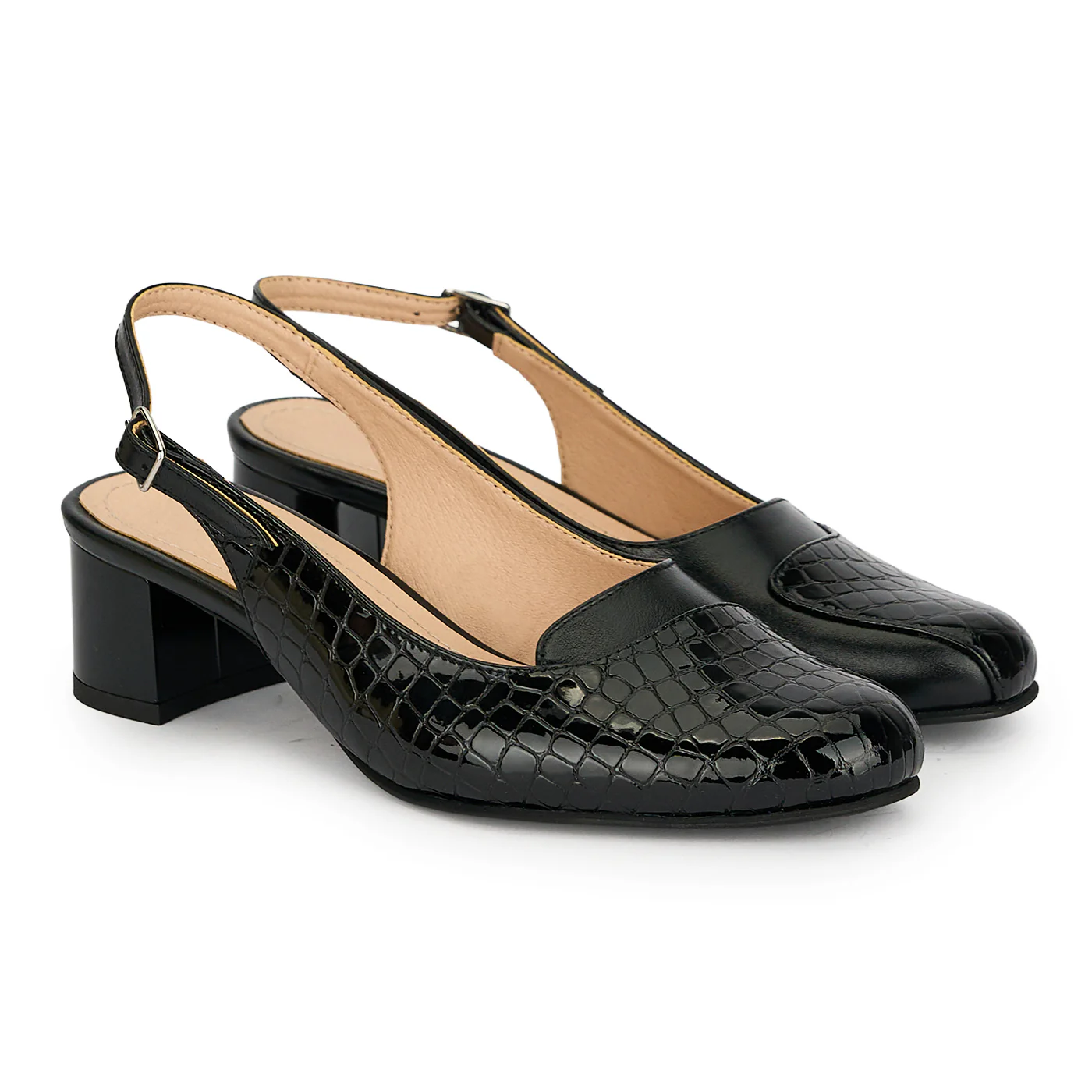 Sandale dama din piele naturala neagra cu toc gros 4.5 cm 19310 - Image 4