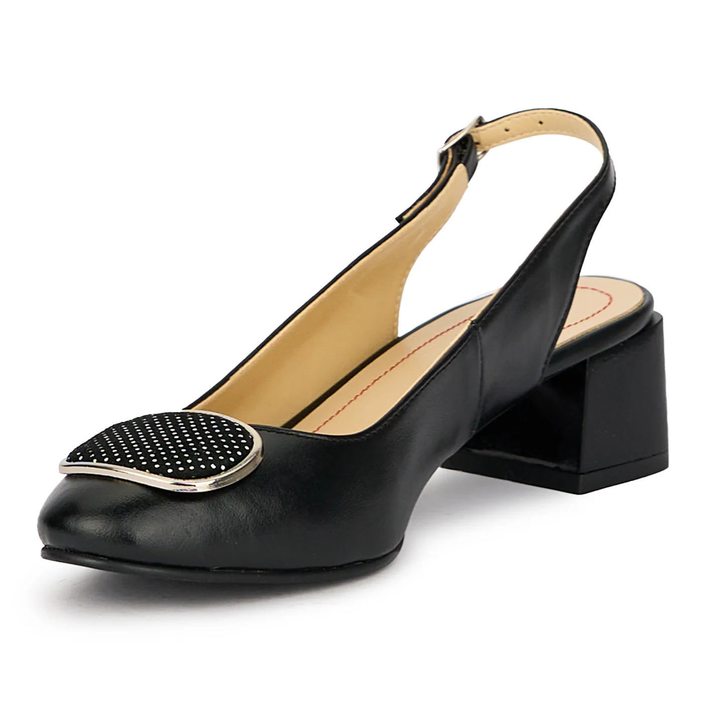Sandale dama din piele naturala neagra cu toc gros 5.5 cm 15608 - Image 3