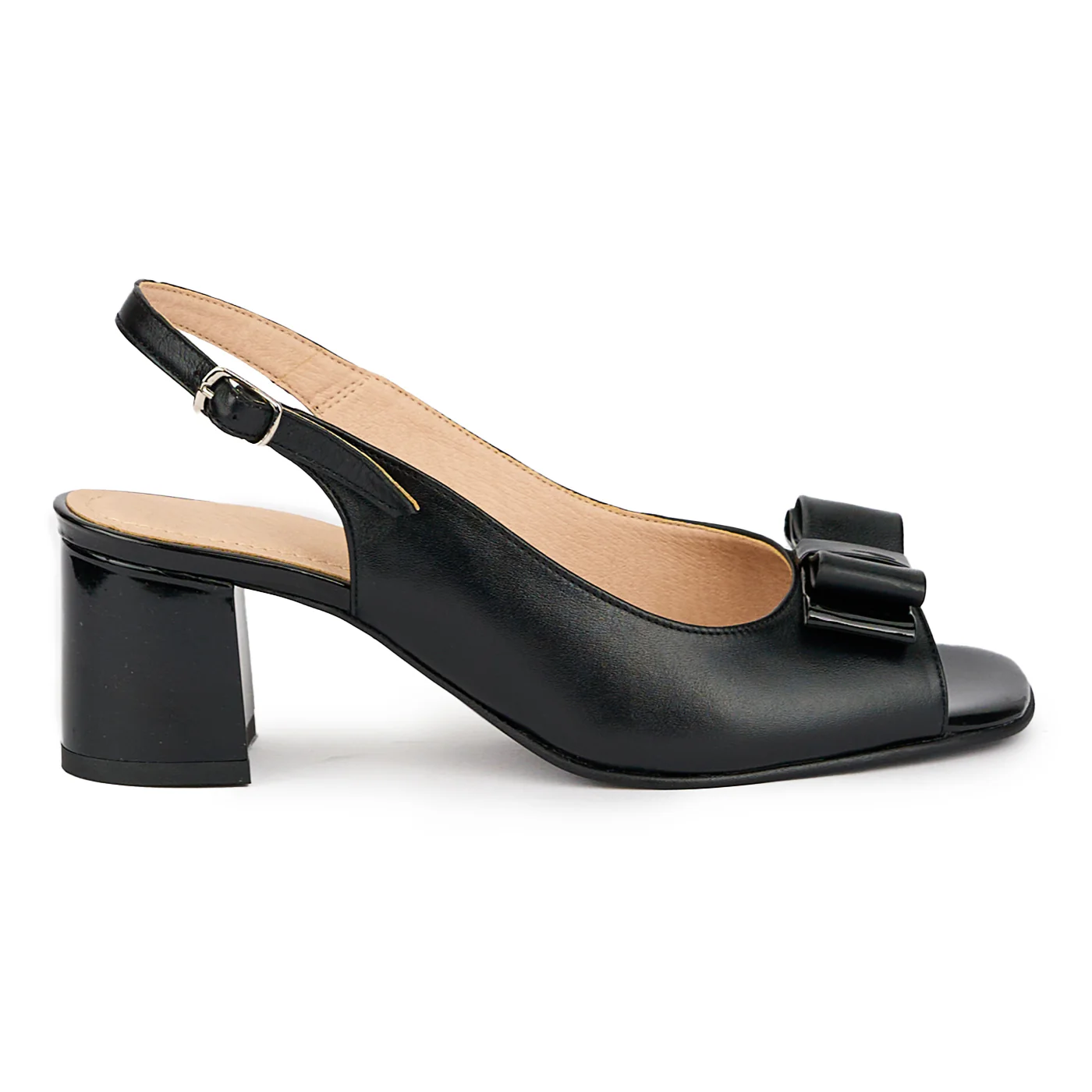 Sandale dama din piele naturala neagra cu toc gros 5.5 cm 16028