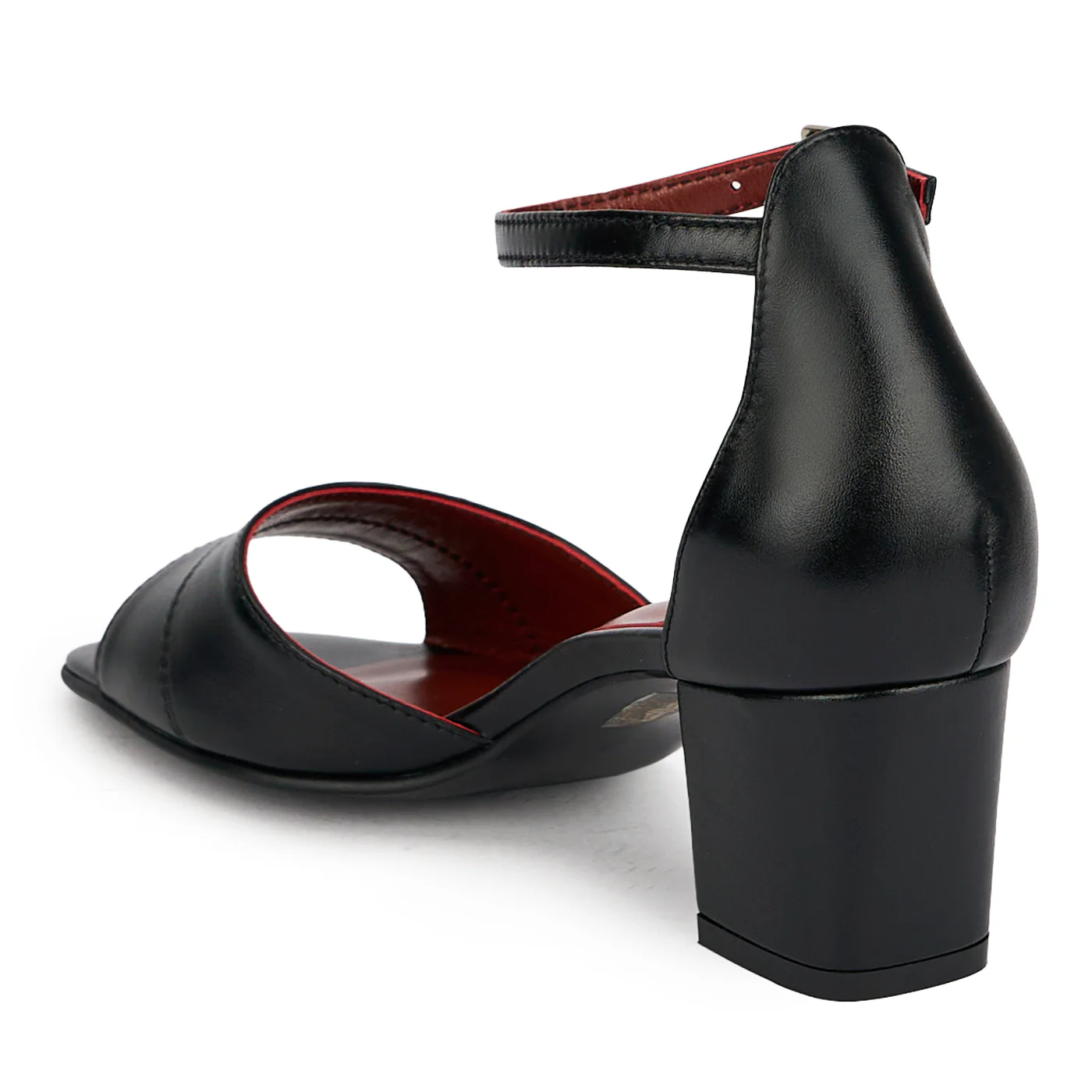 Sandale damă din piele naturală neagra cu toc gros 5.5 cm 19629 - Image 2
