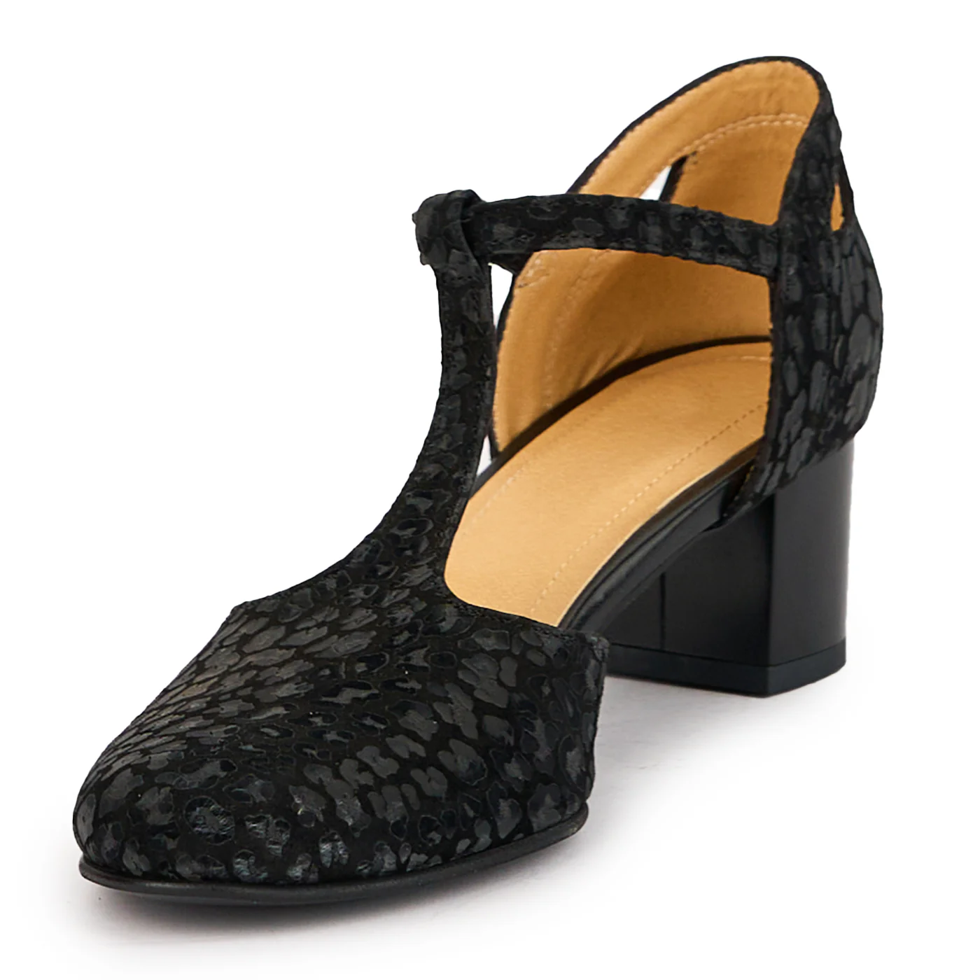 Sandale dama din piele naturala neagra cu toc gros 5 cm 17313 - Image 3