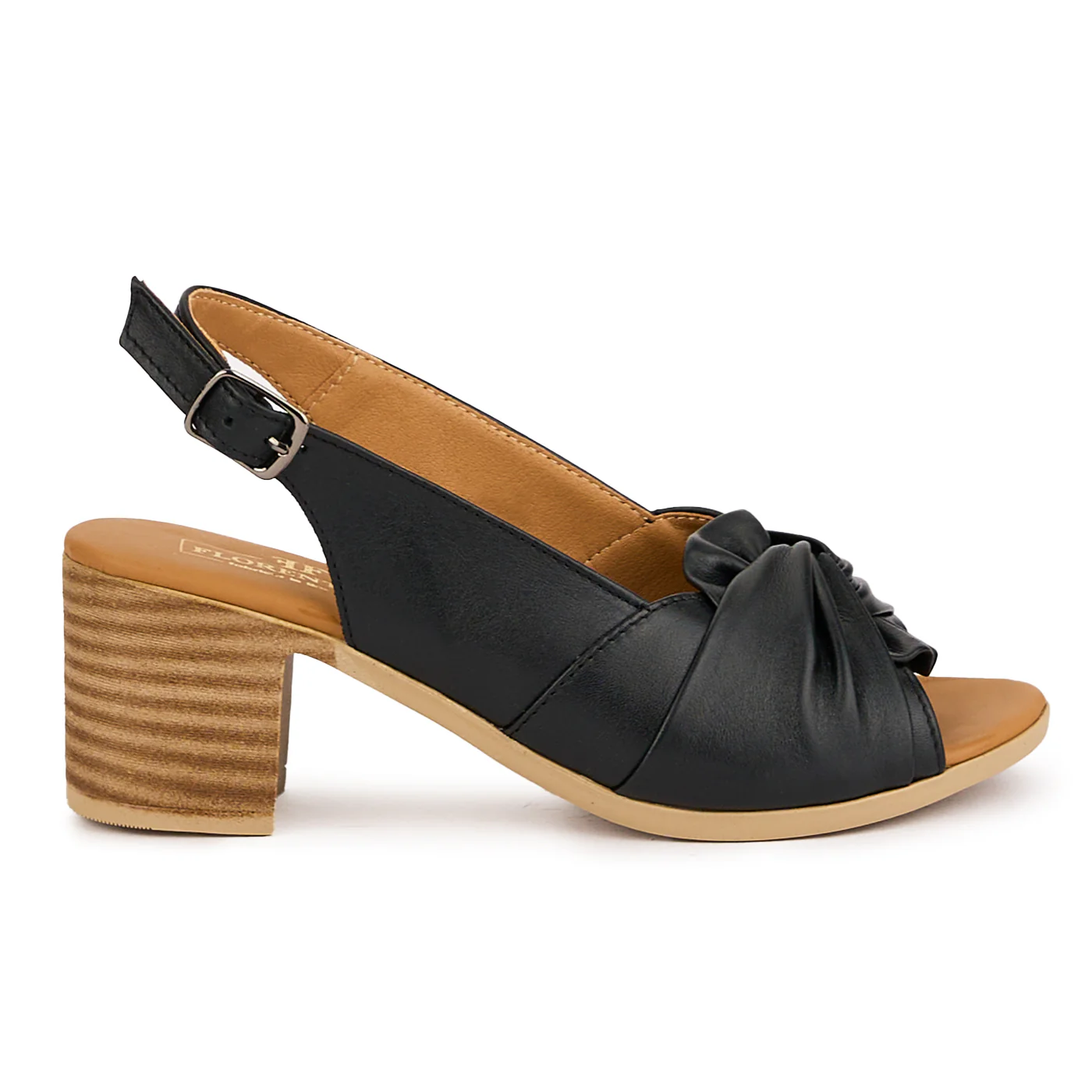 Sandale dama din piele naturala neagra cu toc gros 6 16642
