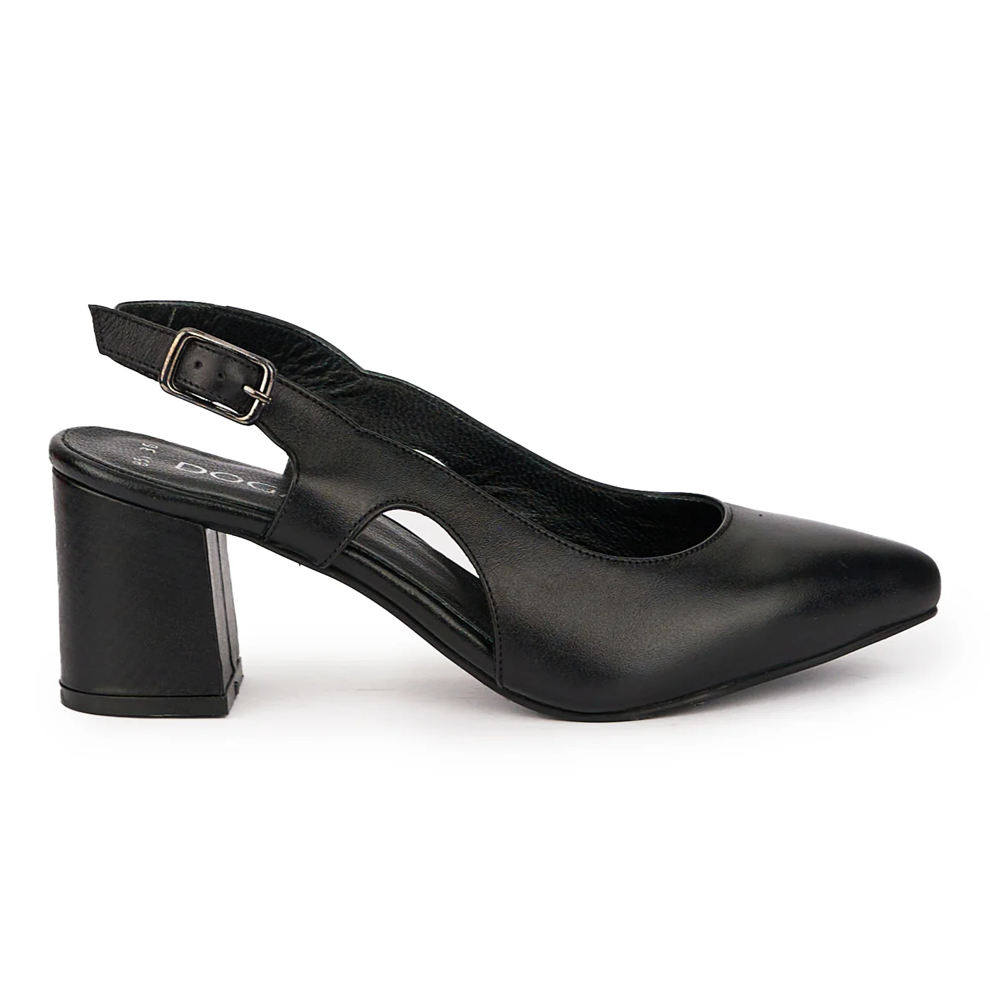 Sandale dama din piele naturala neagra cu toc gros 6.5 cm 15895