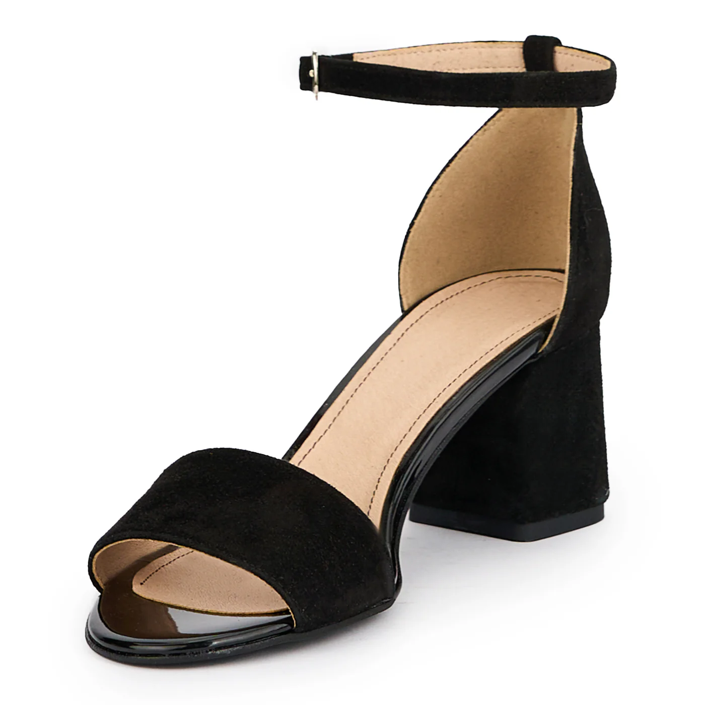 Sandale dama din piele naturala neagra cu toc gros 6 cm 15248 - Image 3