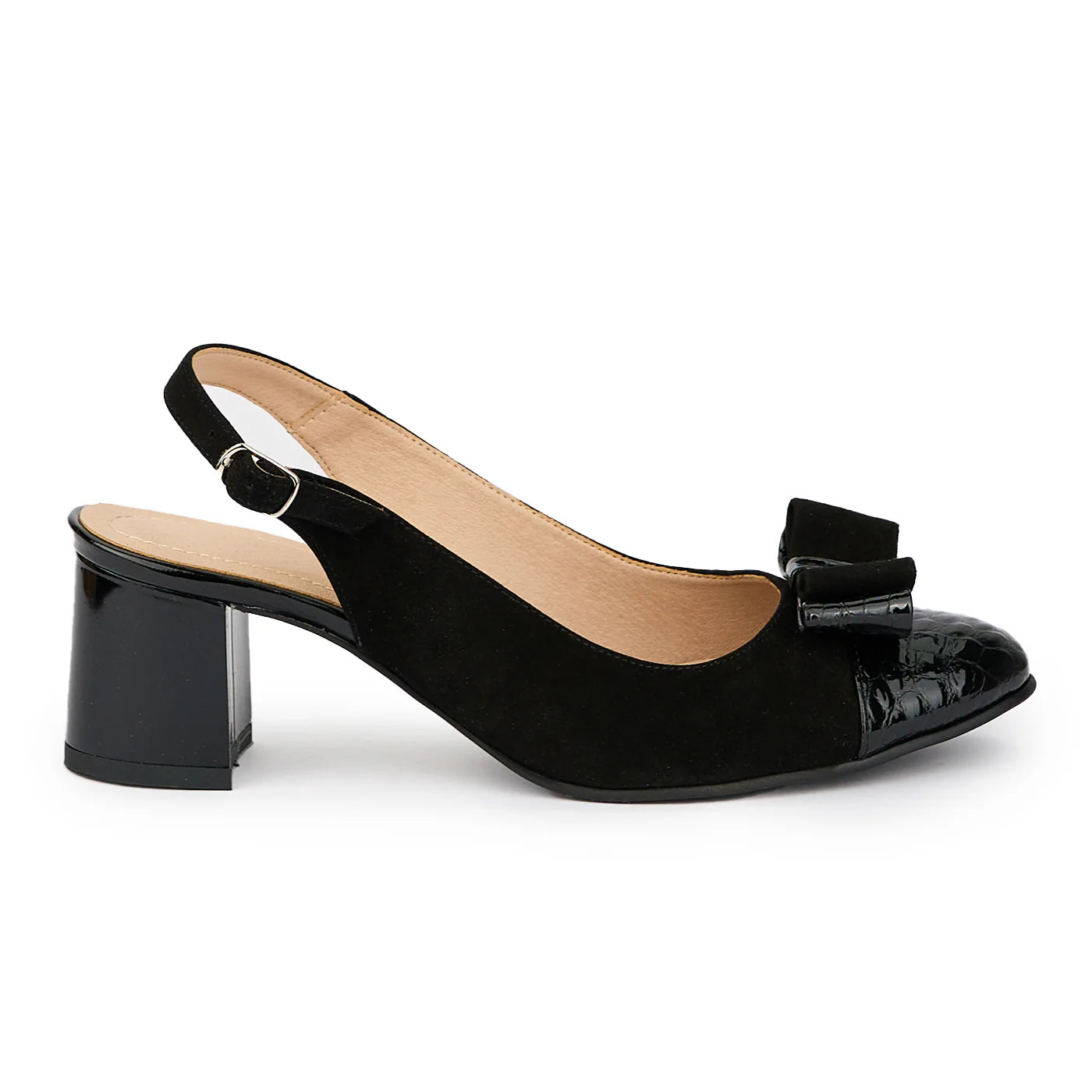 Sandale dama din piele naturala neagra cu toc gros 6 cm 15279
