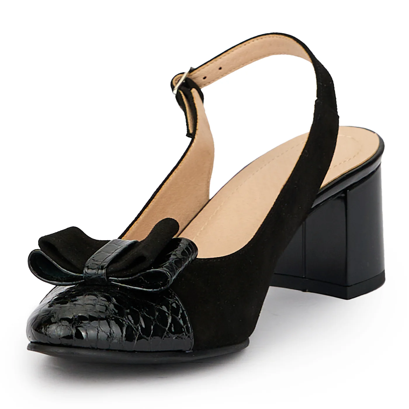 Sandale dama din piele naturala neagra cu toc gros 6 cm 15279 - Image 3