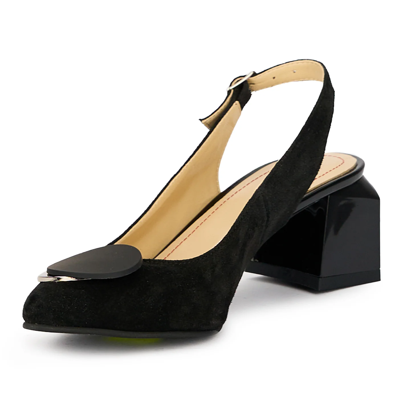 Sandale dama din piele naturala neagra cu toc gros 6 cm 15599 - Image 3